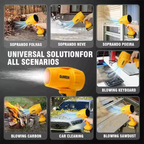 Soprador Portatil Turbo 88v DW 104 Leve Bivolt Limpa Folhas Dewen Amarelo