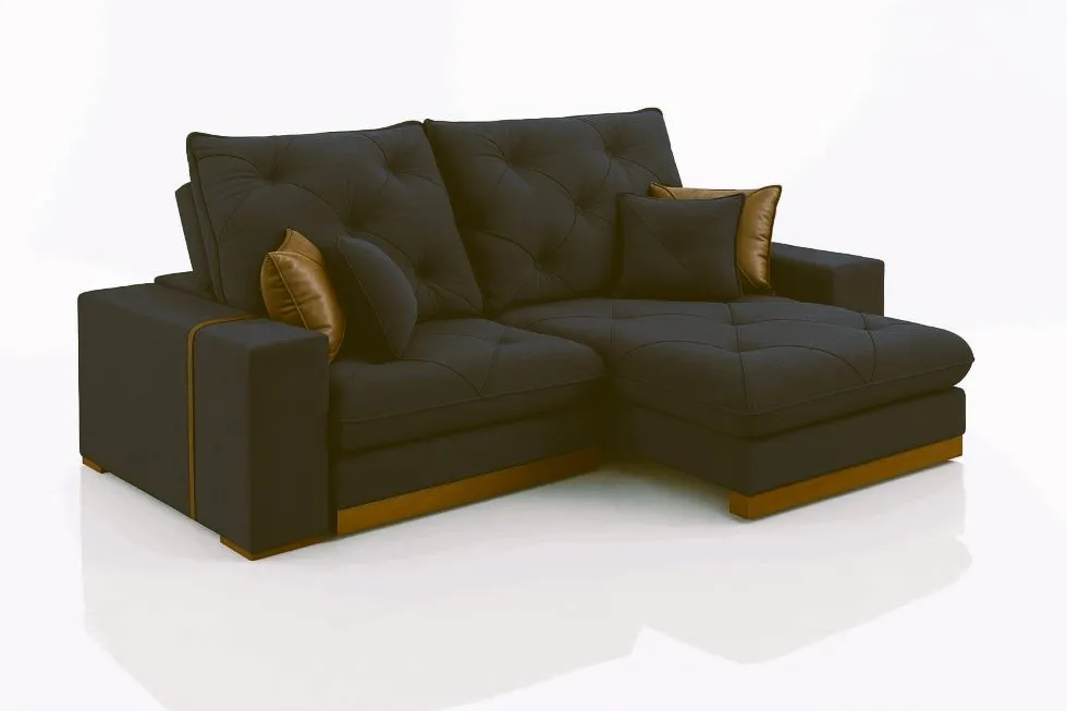 Estofado Retratil Reclinavel Geriba 230 2x90 mais Braco 25cm Veludo Inca Cru 01 Idealle — Estofado Geribaá 230 - Veludo Inca Preto 14