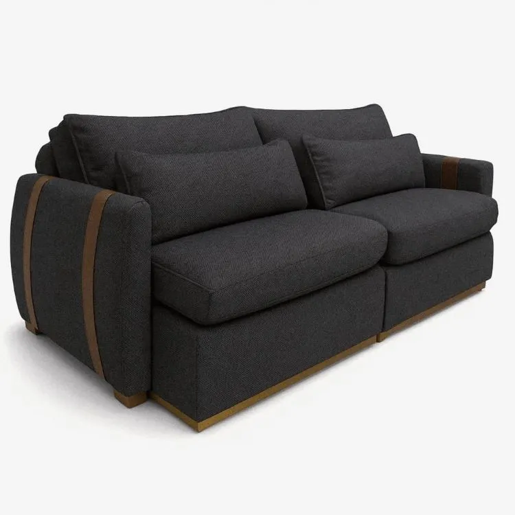 Sofa Cama Retratil Reclinavel Zeus/Theo 230 2x100 + Braco 15cm Linho Azul Marinho 16 Idealle — Sofá Zeus/Theo 230 - Linho Grafite
