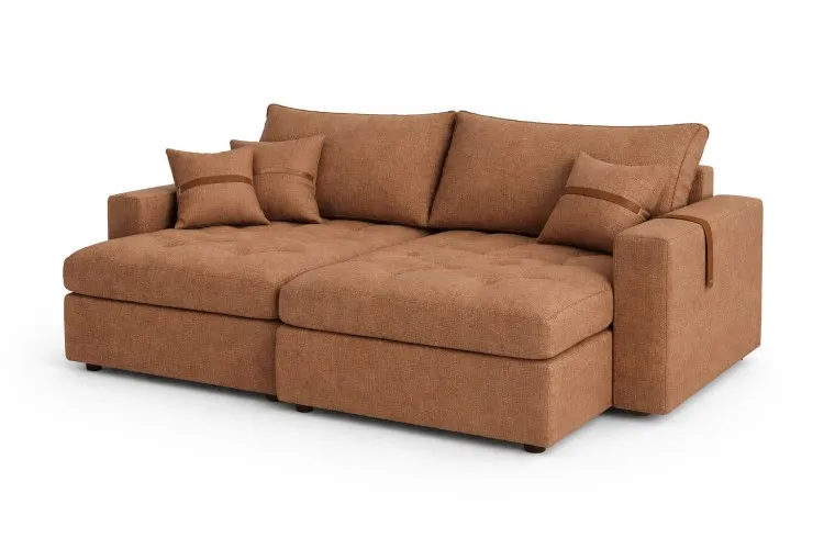 Sofa sem Caixa Retratil Lisboa 240 2xModulos 120 Linho Terracota 24 We Art Decor — Linho - Terracota 24