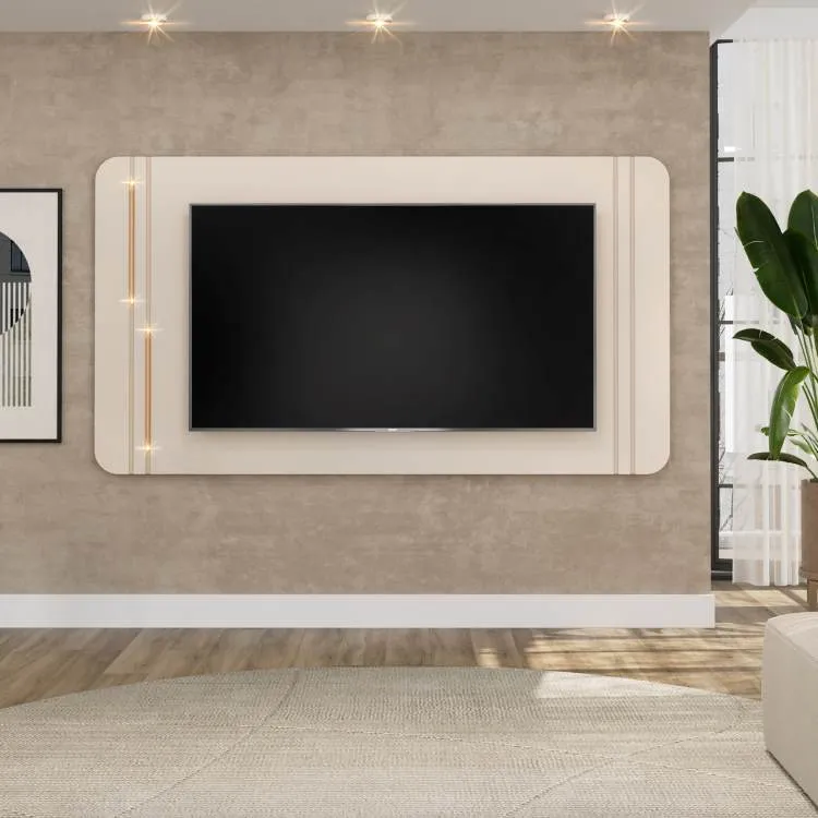 Bancada Ariana 240 3P Off White DJ Moveis — Painel Ariana - Off White