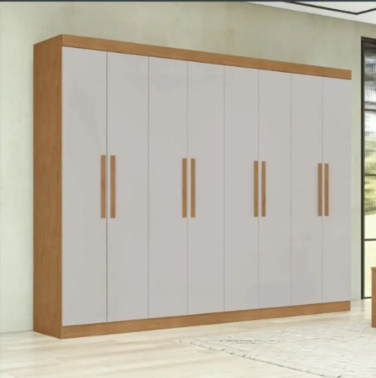 Roupeiro Andara Soft 8P4G Amendoa Clean.Off White Lopas Moveis — Amêndoa Clean/Off White