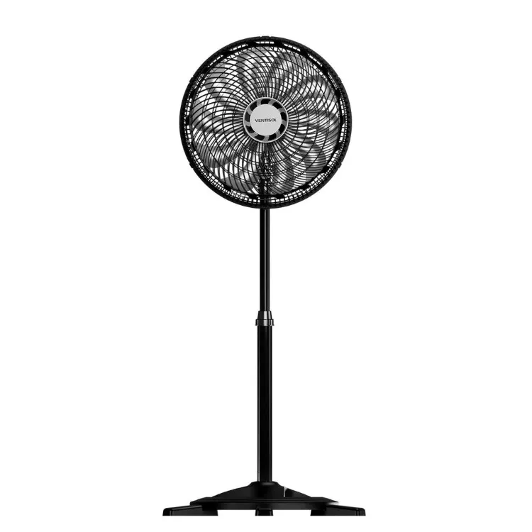 Ventilador Oscilaante de Coluna Turbo 10 Pas 50cm 150W Preto.Prata Ventisol — Ventilador Coluna 10 Pás - Preto/Prata