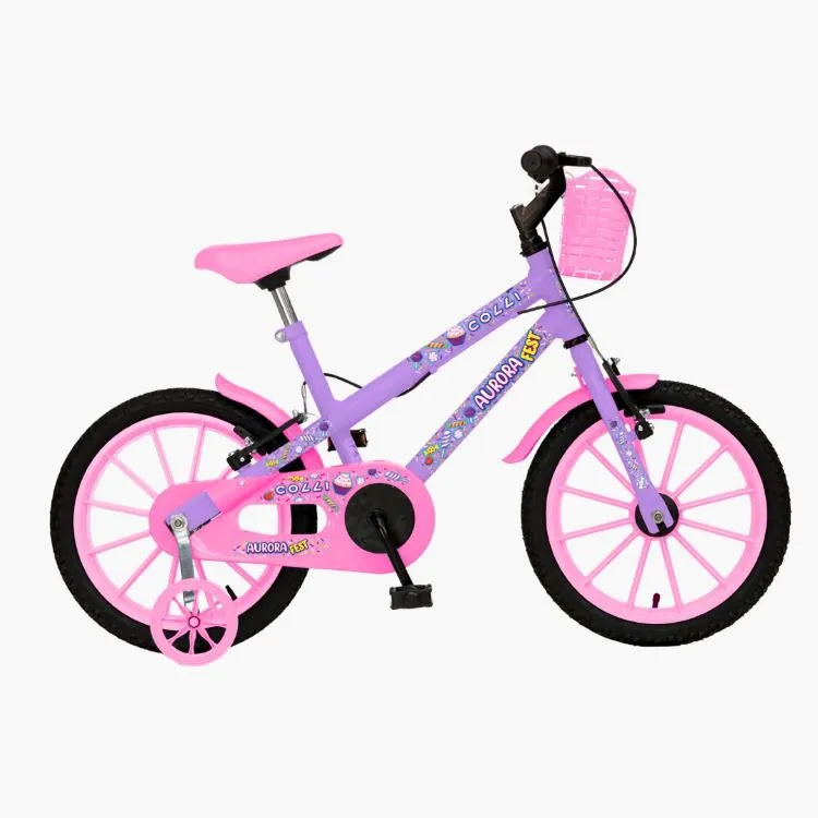 Bicicleta Infantil Colli Aurora Aro 16 Lilas Cod 203.37D EM Colli — Bicicleta Aurora Aro 16 - Lilás