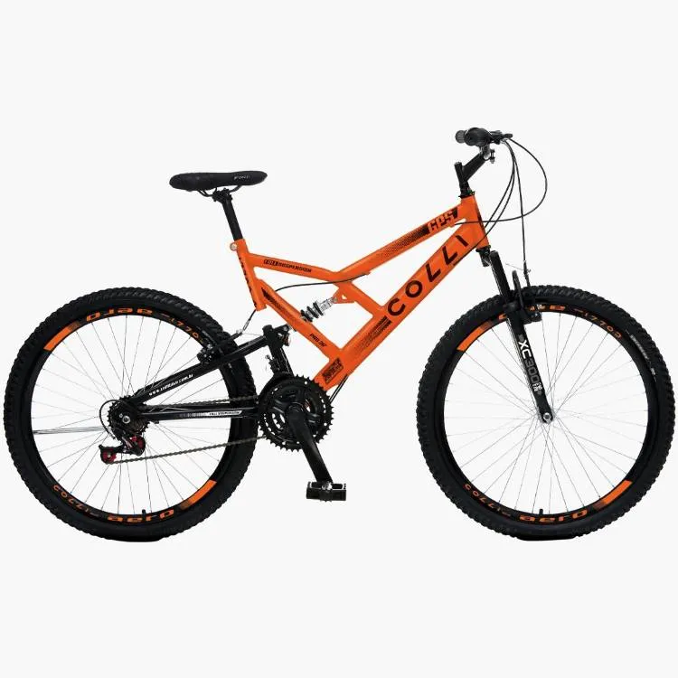 Bicicleta Colli GPS Dupla Suspensao Full Aro 26 21 D Amarelo Neon Cod 148.13D EM Colli — Bicicleta GPS Dupla Suspensão - Laranja Neon