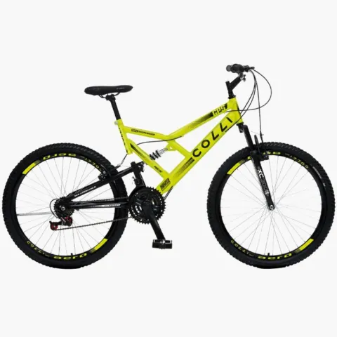 Bicicleta Colli GPS Dupla Suspensao Full Aro 26 21 D Amarelo Neon Cod 148.13D EM Colli