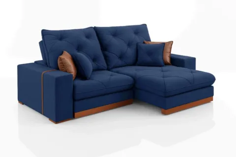 Estofado Retratil Reclinavel Geriba 210 2x80 com 25cm Braco Veludo Inca Azul 24 Idealle