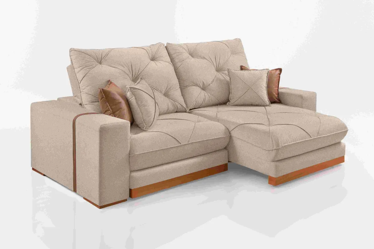 Estofado Retratil Reclinavel Geriba 210 2x80 com 25cm Braco Veludo Inca Azul 24 Idealle — Estofado Geriba 210 - Linho Bege 01