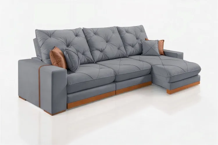 Estofado Retratil Reclinavel Geriba 320 3x90 + Braco 25cm Veludo Inca Preto 13 Idealle — Estofado Geriba 320 - Veludo Grafite 10
