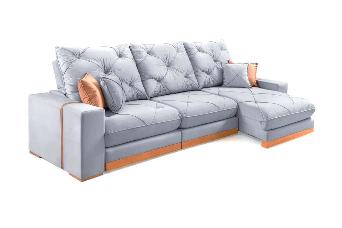 Estofado Retratil Reclinavel Geriba 320 3x90 + Braco 25cm Veludo Inca Preto 13 Idealle — Estofado Geribá 320 - Linho Gelo