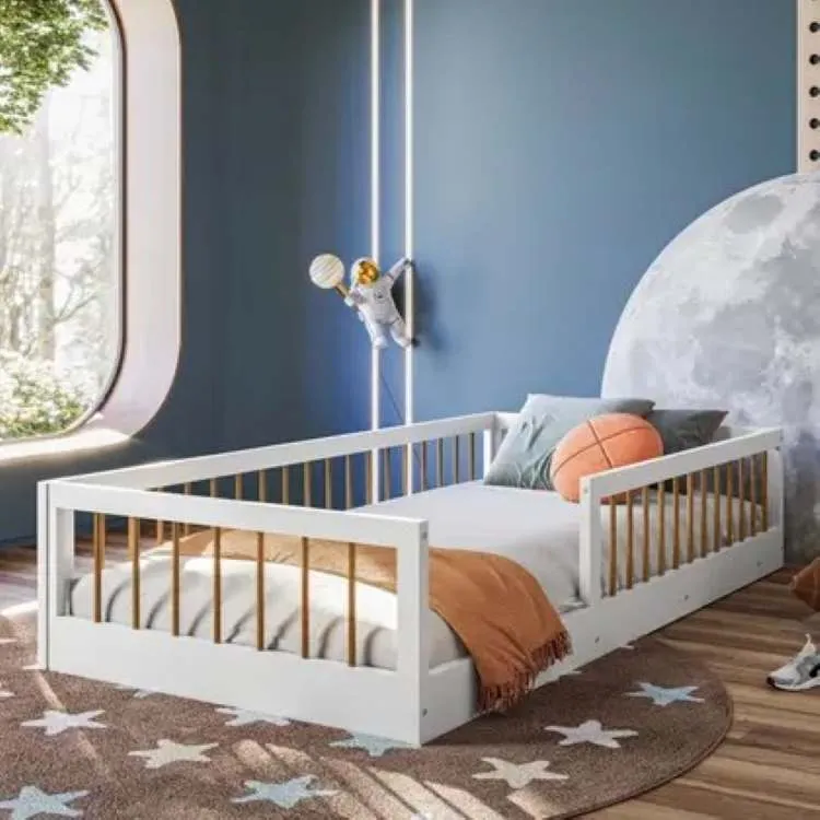 Cama Solteiro Ana Branco.Amadeirado Tigus — Cama Solteiro Ana - Branco/Amadeirado