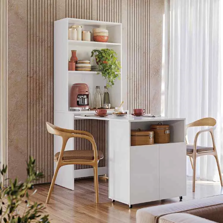 Mesa Duo com Tampo de Mesa Retratil Modo Escritorio Visualizacao Aberto Kits Parana — Visualização Modo Cantinho do Café