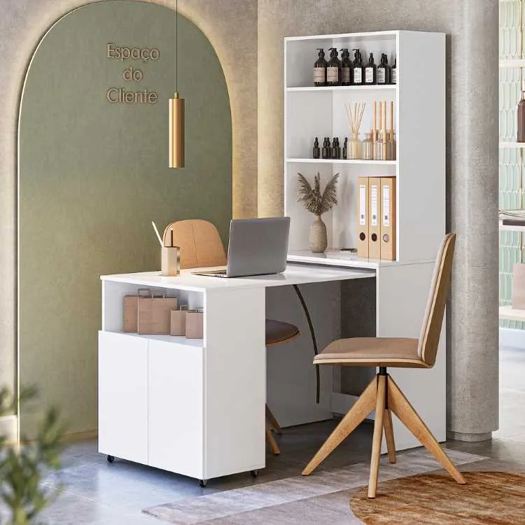 Mesa Duo com Tampo de Mesa Retratil Modo Escritorio Visualizacao Aberto Kits Parana — Visualização Modo Loja