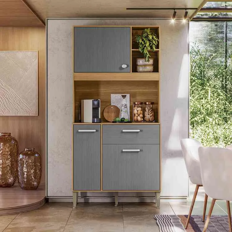 Kit Cozinha Zen 3P1G Freijo.Gris Kits Parana — Freijó/Gris