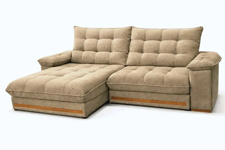 Estofado Retratil Reclinavel Barcelona 250 2x100 mais Braco 25cm Linho Bege 01 Idealle — Estofado Barcelona 250 - Linho Bege 01