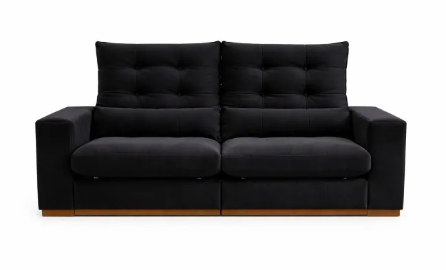 Estofado Retratil Reclinavel Toronto 250 2x100 mais 25cm Brc com Pillow 25cm Veludo Suede Azul Bia Estofados — Estofado Toronto 250 - Veludo Preto
