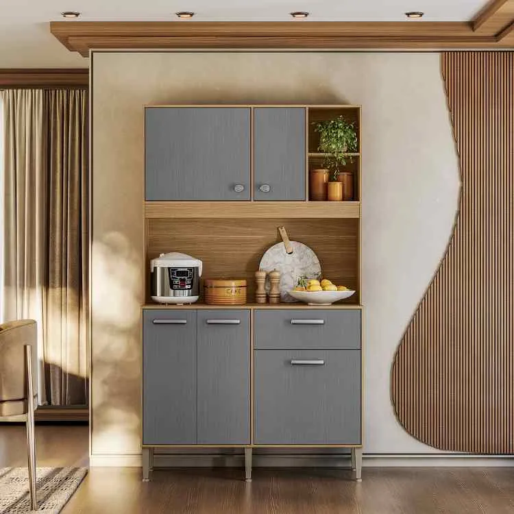 Kit Cozinha Liv 5P1G Freijo.Caramelo Kits Parana — Freijó/Gris