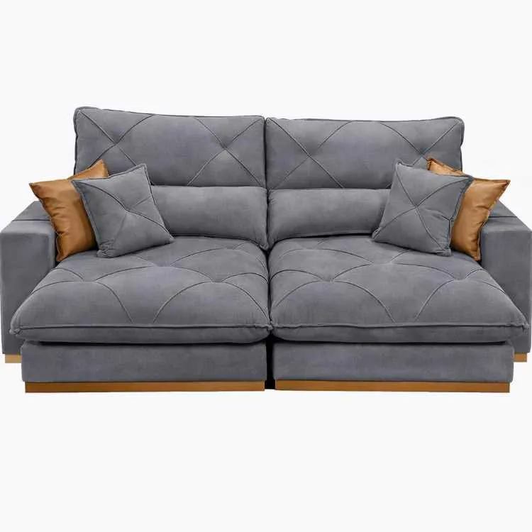 Estofado Retratil Reclinavel Geriba Plus 230 2x90 + Braço 25cm Veludo Inca Azul 24 Idealle — Estofado Geriba Plus 230 - Veludo Grafite 10