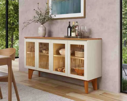 Buffet Krypton 4P com Vidro Reflecta e LED J&A Moveis