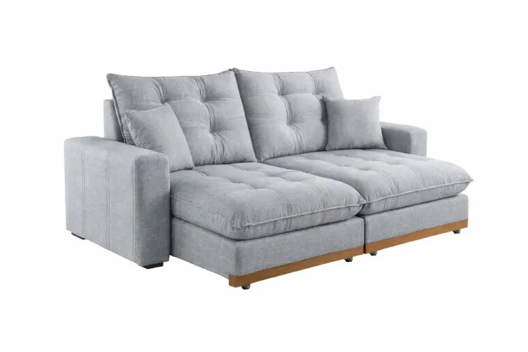 Estofado Retratil Reclinavel Ruah 250 2x100 + Braço 25cm Linha Rubi Linho Bege 2003 DVitrine — Estofado Ruah 250 - Rubi Linho Cinza 2005