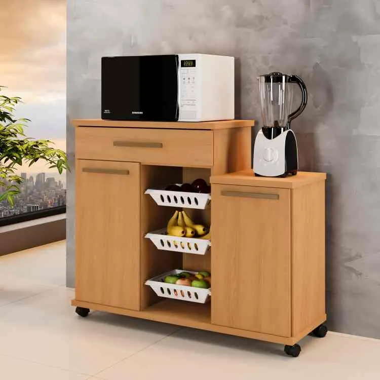 Fruteira Teresina 107 2P1G3Cestos Branco.Branco Arte Moveis — Cinamomo