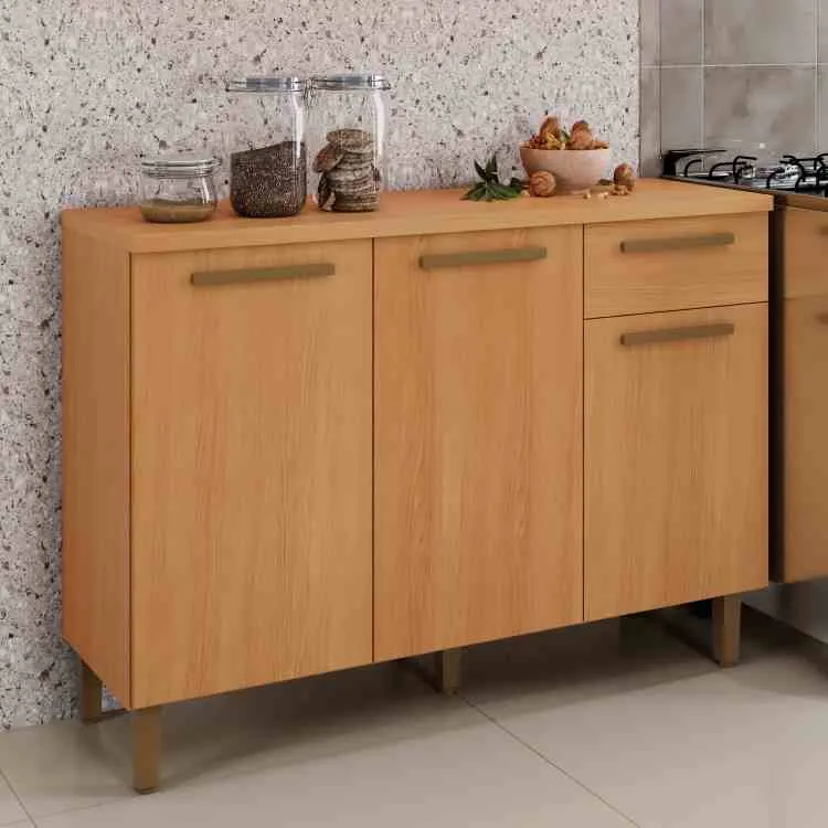 Balcao Imperial 120 3P1G Branco Arte Moveis — Balcão Imperial - Cinamomo