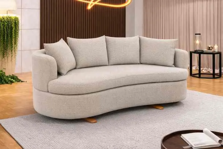 Sofa Living Organic M-204 3 Lugares 2,00m - Tecido Boucle Bege Claro B473 Martins Estofados — Sofá Living M204 - Bouclê Bege Claro B473