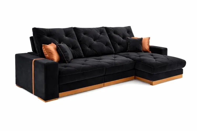 Estofado Retratil Reclinavel Geriba 320 3x90 + Braco 25cm Veludo Inca Preto 13 Idealle — Estofado Atlas 320 - Veludo Preto 13