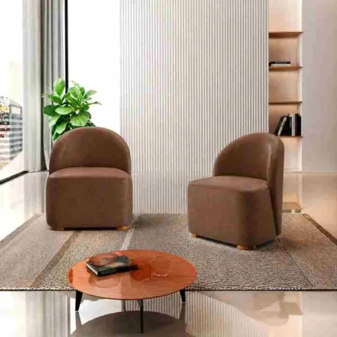 Poltrona Decorativa Doha Ref 01 Courino Tabaco 2606-A Luxury