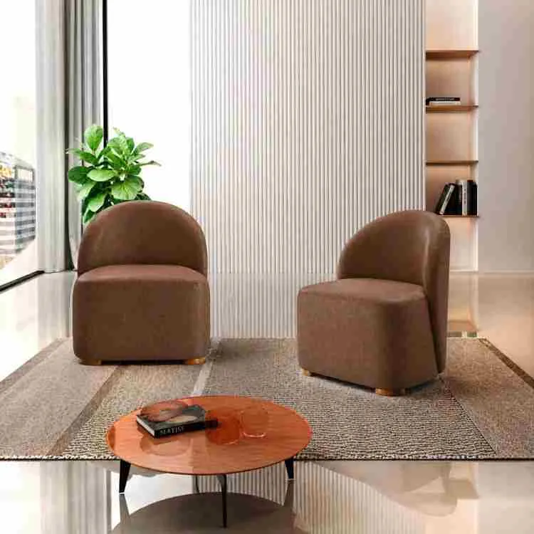 Poltrona Decorativa Doha Ref 01 Courino Tabaco 2606-A Luxury — Poltrona Doha - Courino Tabaco 2606-A