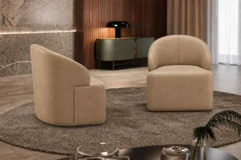 Poltrona Decorativa Victoria Ref 02 Veludo Camurça Bege 2608-A Luxury Estofados