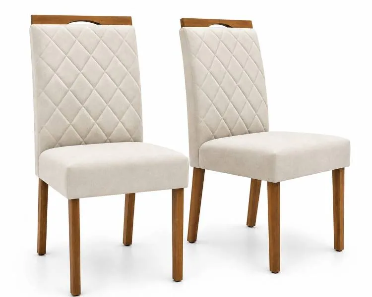 Kit com 2 Cadeiras Sofia Ouro Decor — Veludo Inca - Cru 01
