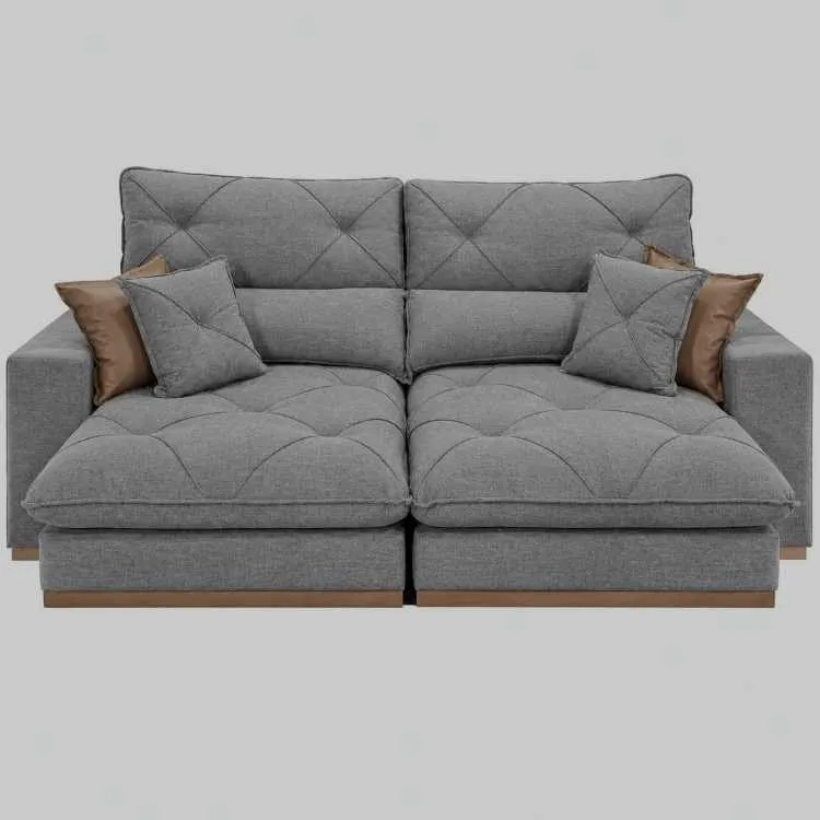 Estofado Retratil Reclinavel Geriba Plus 290 2x120 + Braco 25cm Linho Bege 01 Idealle — Estof Geribá Plus 290 Linho Cinza Escuro 2665