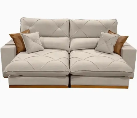 Estofado Retratil Reclinavel Geriba Plus 290 2x120 + Braço 25cm Veludo Inca Cru 01 Idealle