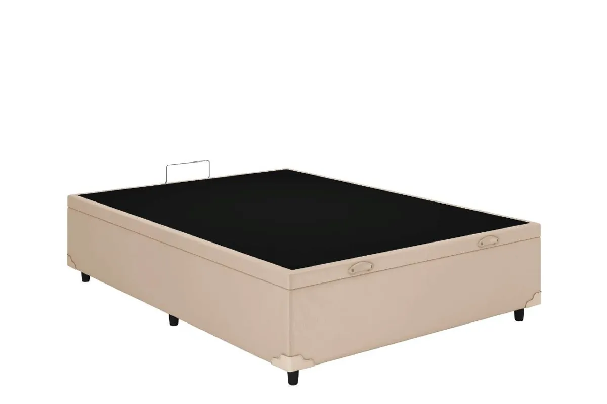 Bau Casal Prime Confort 138x188x44 Blindagem Extra Forte Corino Bege Issacar Prime — Baú Casal 138 - Corino Bege