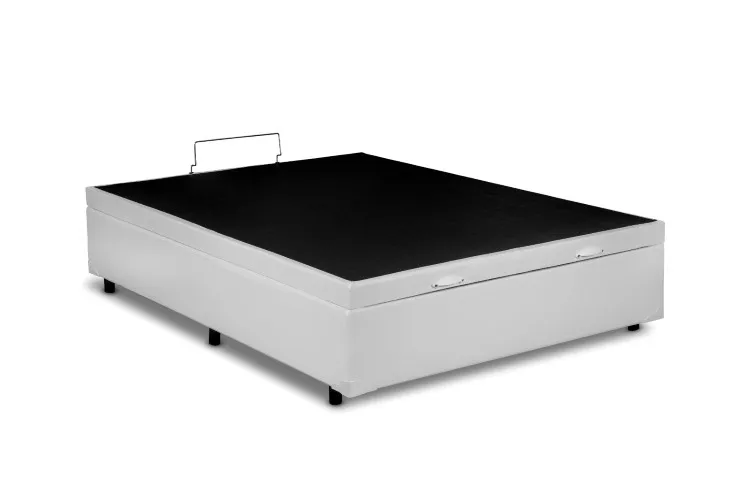 Bau Casal Prime Confort 138x188x44 Blindagem Extra Forte Corino Bege Issacar Prime — Bau Casal 138 - Corino Branco