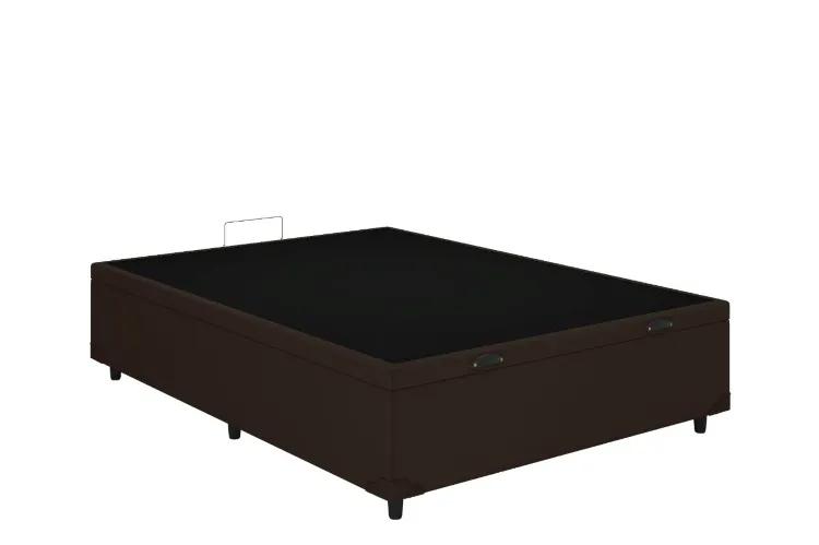 Bau Casal Prime Confort 138x188x44 Blindagem Extra Forte Corino Bege Issacar Prime — Bau Casal 138 - Corino Marrom