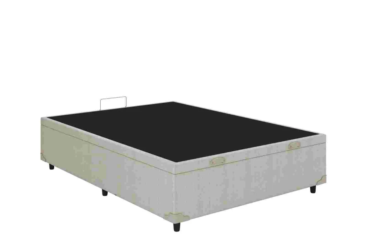 Bau Casal Prime Confort 138x188x44 Blindagem Extra Forte Corino Bege Issacar Prime — Bau Casal 138 - Linhão Palha