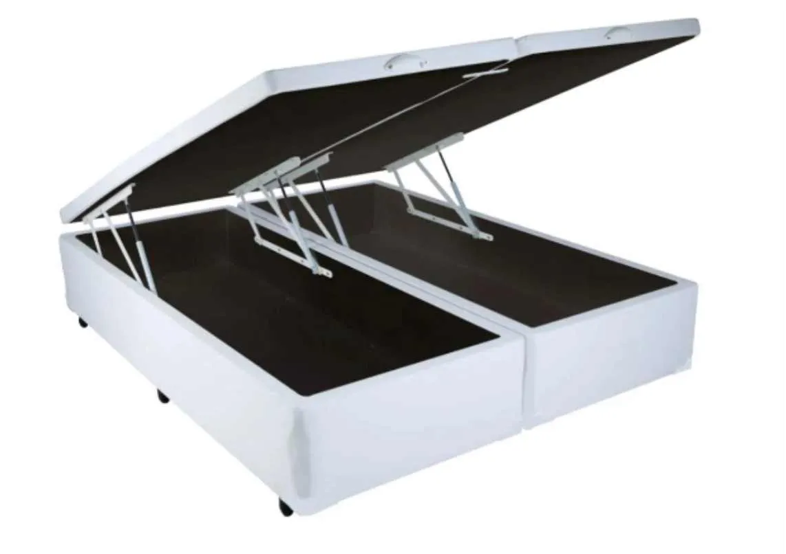 Bau Casal Bipartida Prime Confort 2 x 69x188x44 Corino Bege Issacar Prime — Baú Casal Bipartida - Corino Branco
