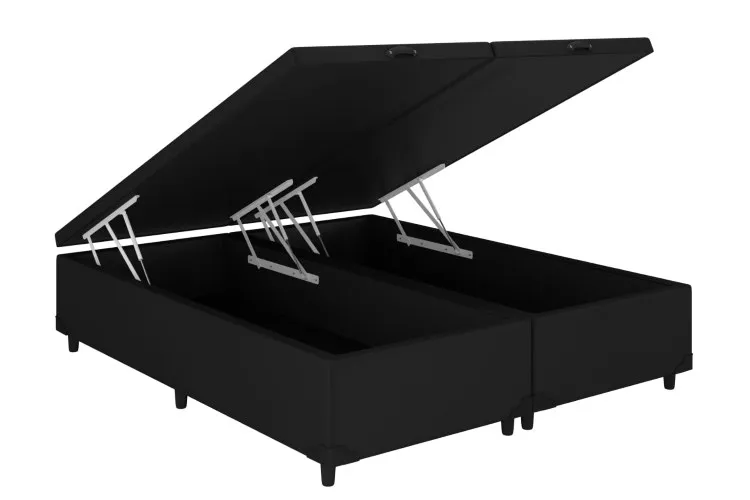 Bau Casal Bipartida Prime Confort 2 x 69x188x44 Corino Bege Issacar Prime — Baú Casal Bipartida - Corino Preto