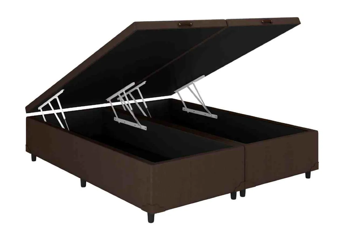 Bau Casal Bipartida Prime Confort 2 x 69x188x44 Corino Bege Issacar Prime — Baú Casal Bupartida - Veludo Suede Marrom