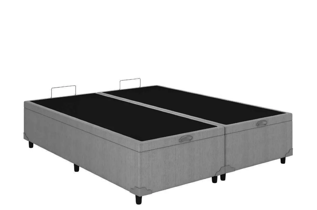 Bau King Bipartida Prime Confort 2 x 96x203x44 Corino Bege Issacar Prime — Baú King Bipartida - Corino Cinza
