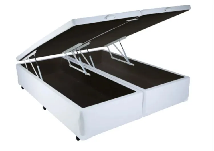 Bau Queen Bipartida Prime Confort 2 x 79x198x44 Corino Bege Issacar Prime — Baú Queen Bipartida - Corino Branco