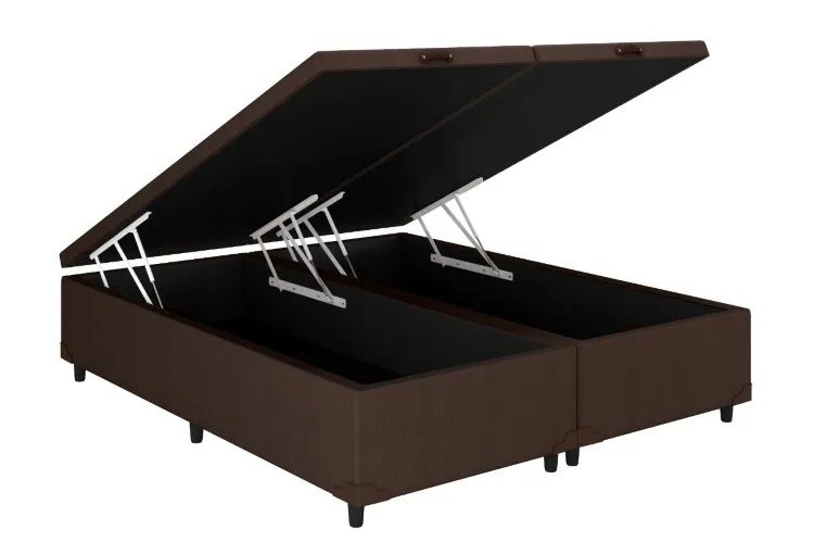 Bau Queen Bipartida Prime Confort 2 x 79x198x44 Corino Bege Issacar Prime — Bau Queen Bipartida - Corino Marrom