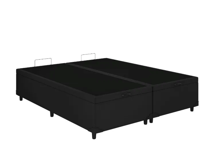 Bau Queen Bipartida Prime Confort 2 x 79x198x44 Corino Bege Issacar Prime — Baú Queen Bipartida - Corino Preto