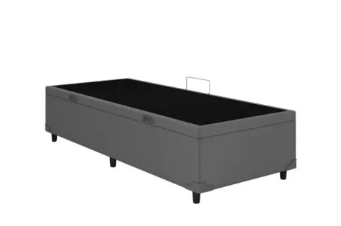 Bau Solteirao Prime Confort 110x188x44 Corino Cinza Issacar Prime