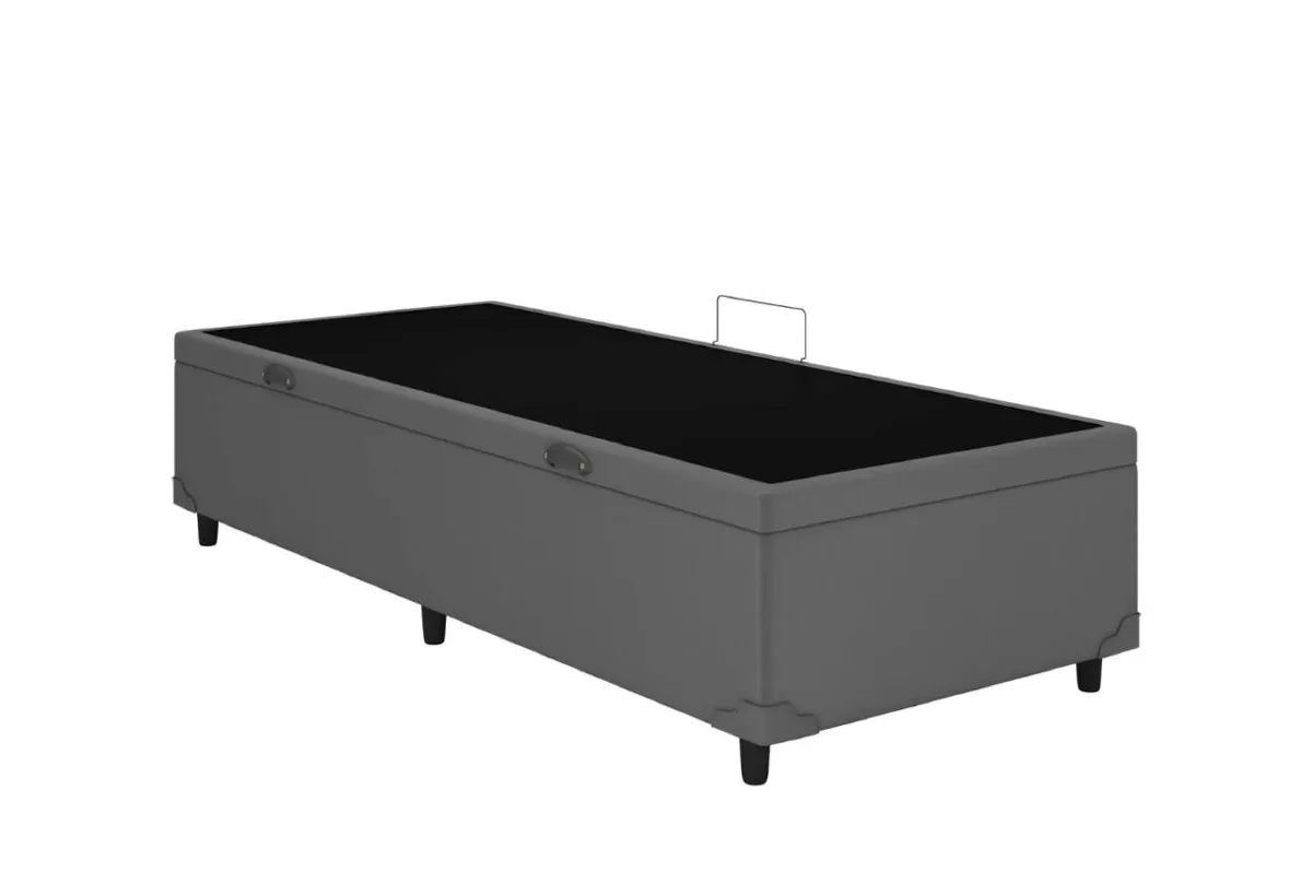 Bau Solteirao Prime Confort 110x188x44 Corino Cinza Issacar Prime — Baú Solteirão - Corino Cinza
