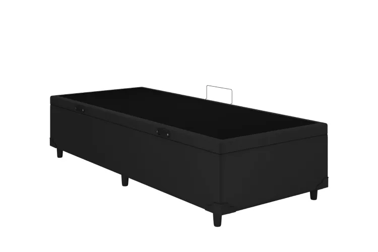 Bau Solteirao Prime Confort 110x188x44 Corino Cinza Issacar Prime — Baú Solteirão - Corino Preto