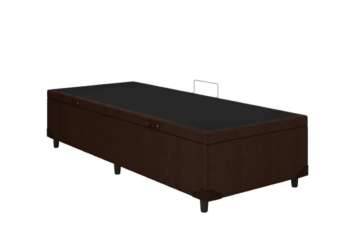 Bau Solteirao Prime Confort 110x188x44 Corino Cinza Issacar Prime — Baú Solteirão - Linhão Marrom