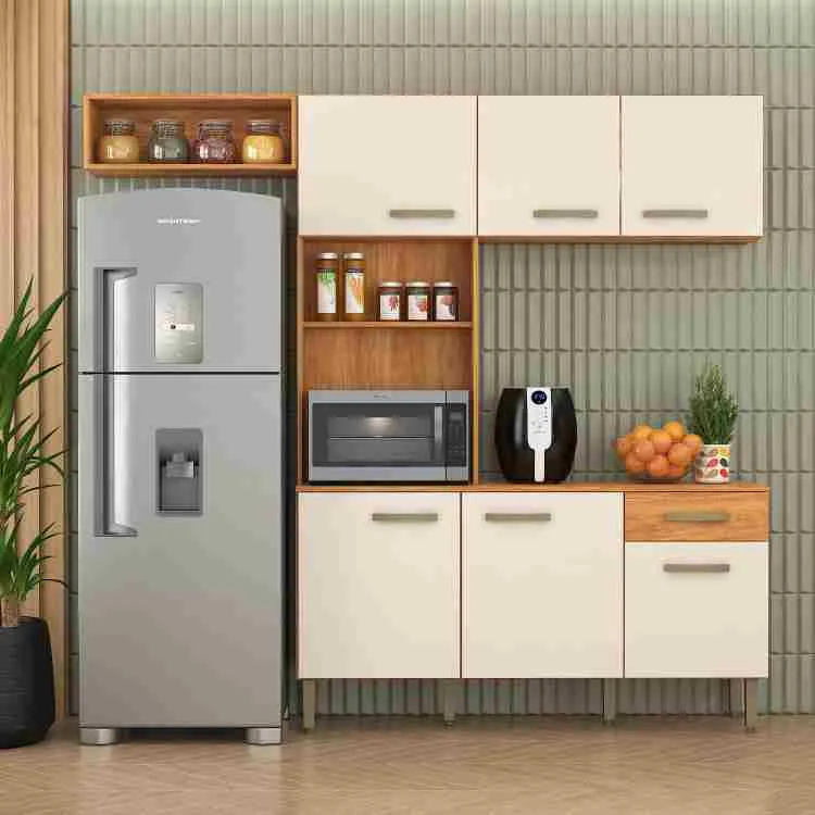 CN10.Cozinha Compacta Nina 6P1G Fellicci — Cinqamomo/Off White